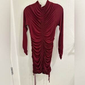 Astr The Label Ruched Center Long Sleeve Mini Dress Size Large NWOT
